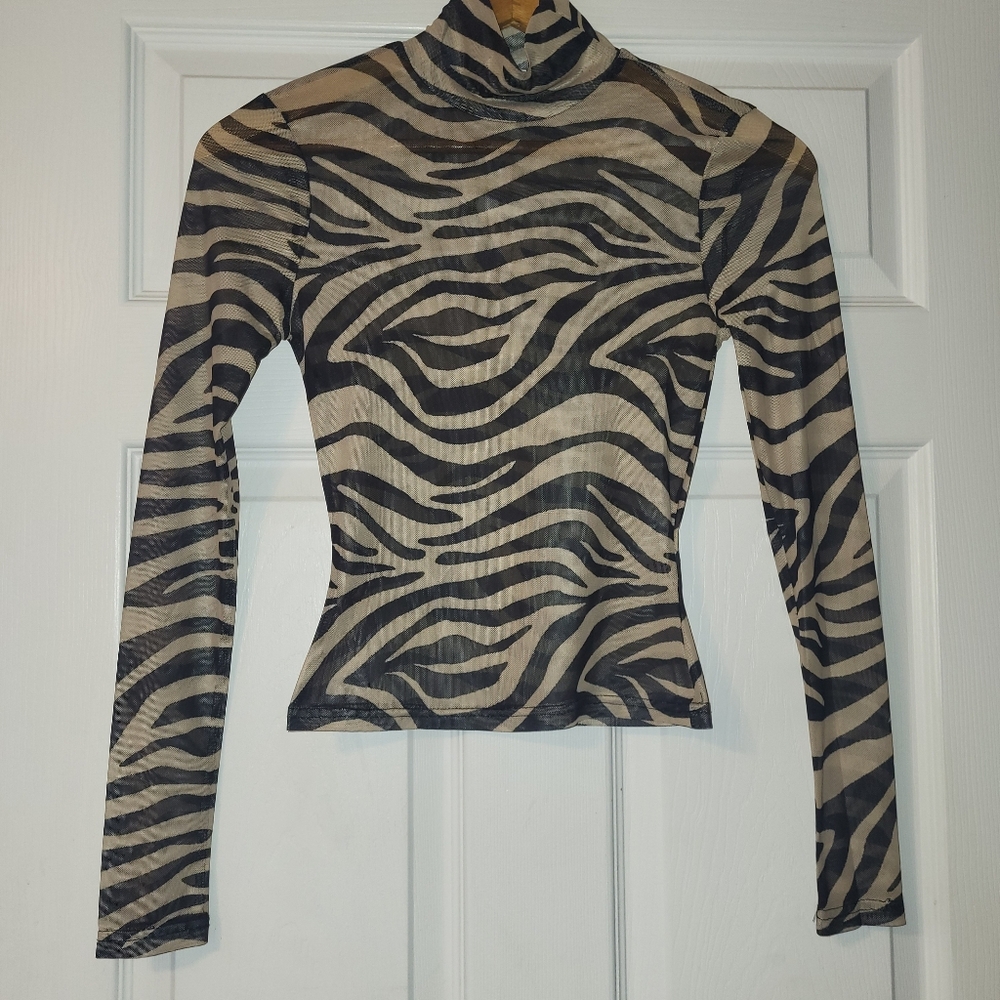 Superdown Kerrie Mesh‎ Top Women's Size XS Zebra